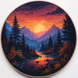 there is a picture of a painting that looks like a sunset