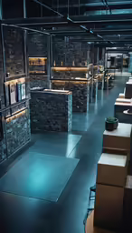 a bar with an empty seat area for the guests