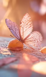 a butterfly with wings in motion on the ground