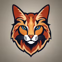 a stylized logo for the boston lynxts,a face of a cat with a blue eyes