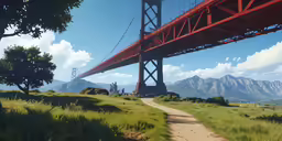 a long suspension bridge spanning across a mountain