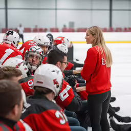 an athletic coach talks to the youth football team