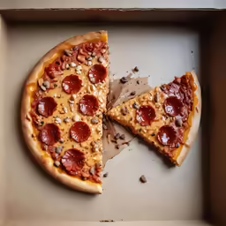 an uncooked pepperoni pizza sitting inside of a pizza box
