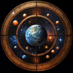 a painting of the earth in a space like design