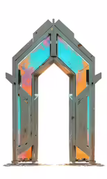 two doors are open on a white background