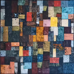 an abstract piece of artwork with many colored squares