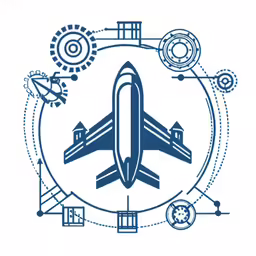 a jet with various images around it and a circular design in the middle