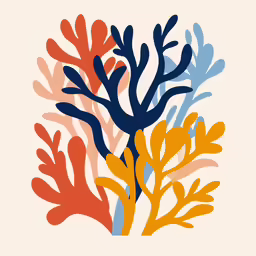 a blue red yellow and white illustration on a white background
