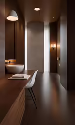 this room has wooden flooring and modern lighting