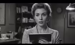 woman looking at tablet screen while she is reading
