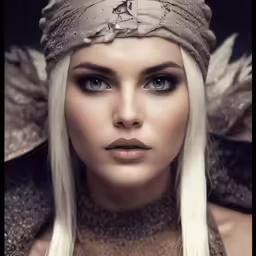 an adult female with white hair and angel wings