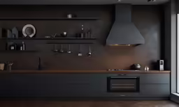 this kitchen has an oven and a counter with utensils