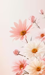 flowers in a vase with pink and white stems