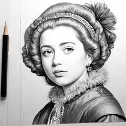 a drawing of a woman with a huge hair in her hair