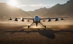 a large plane is in the middle of the desert