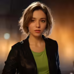 the girl is posing for a photo near the street