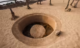 a large hole made out of mud and sand