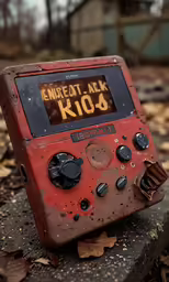 an old red electronic device that reads knoet - alk k105