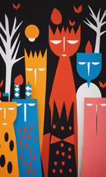 a paper cut with two orange cats on each one