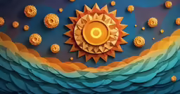 a painting of a sun with a white yinchure