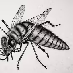 a close up of a bee on a white background
