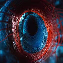 a close up shot of an eyeball with bright colors