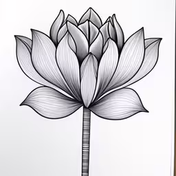 a large lotus drawing on paper