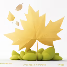 a yellow and green leaf that has fallen leaves and leaves scattered around