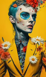 an oil painting of a woman in yellow