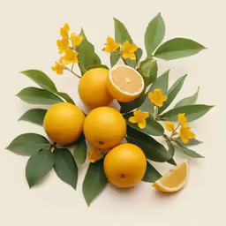 some citrus fruit on some green leaves