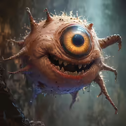 an underwater animal with large eyes and sharp teeth