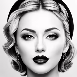 the image shows the model with black lips and hair