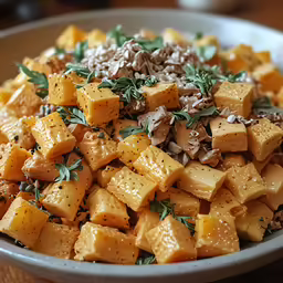 a bowl of tofu is on the table