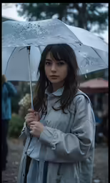 a person holding an umbrella on the street