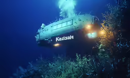 the underwater scuba has light on its boat