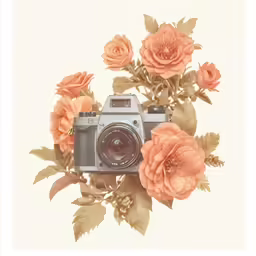 an old photo of flowers is being displayed