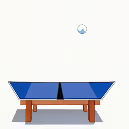 two ping pong paddles in the shape of a triangle on a ping pong table