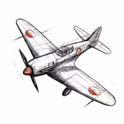 a drawing of an airplane with a pilot and a camera attached to it