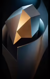 an unusual abstract object sitting in a black room