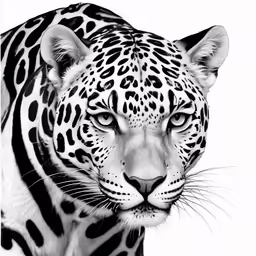 a black and white photo of a jaguar