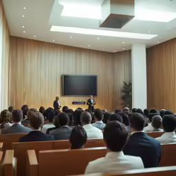 there is an auditorium full of people in the presentation