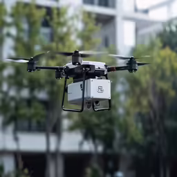a camera mounted on top of a flying helicopter