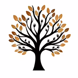 an illustration of an orange and black tree