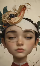 a woman with her hair styled in an artistic look