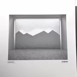 a drawing of mountains is in the form of a paper box