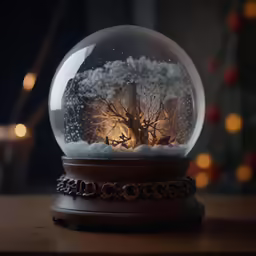 a snow globe with a tree on top