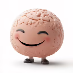 a cute smiling brain has eyes closed and a nose wide