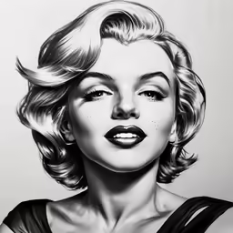 a drawing of marilyn monroe with makeup on it
