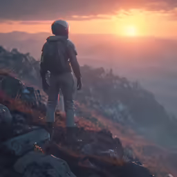 a person standing on top of a mountain