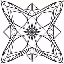 an abstract black and white drawing with lines,a geometric figure made of lines